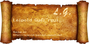 Leipold Györgyi névjegykártya